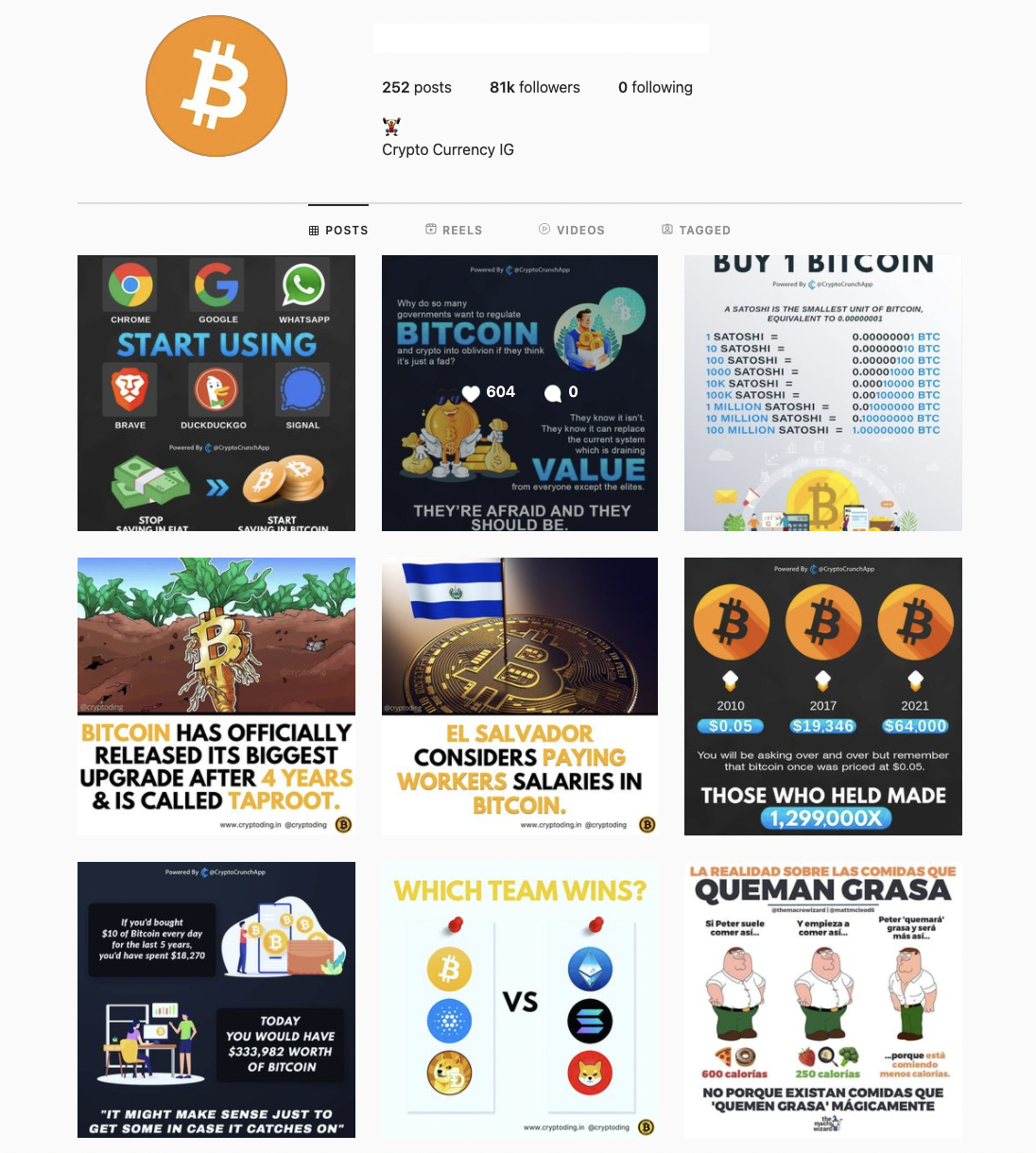 crypto currency instagram