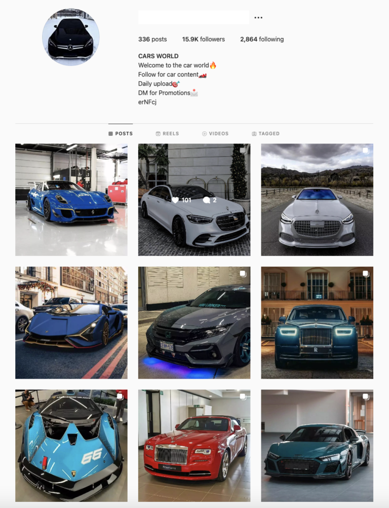 Buy Cars Instagram Account for Sale SurgeGram Instagram Agency